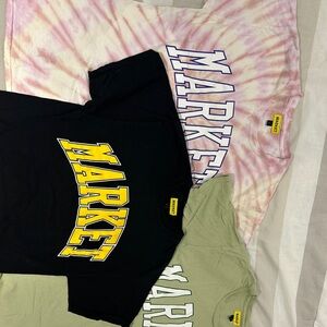 Chinatown Market Men’s oversized  Tees - Black, Pink Tie-Dye, Olive bundle